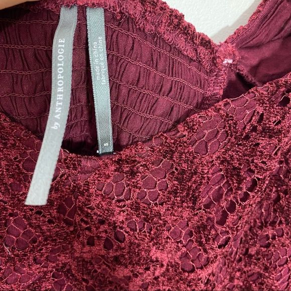 ANTHROPOLOGIE Wine Red Sweetheart Lace Top - Size Small - Picture 10 of 12